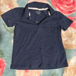 Cherokee collard navy blue short sleeve shirt with pocket and three buttons